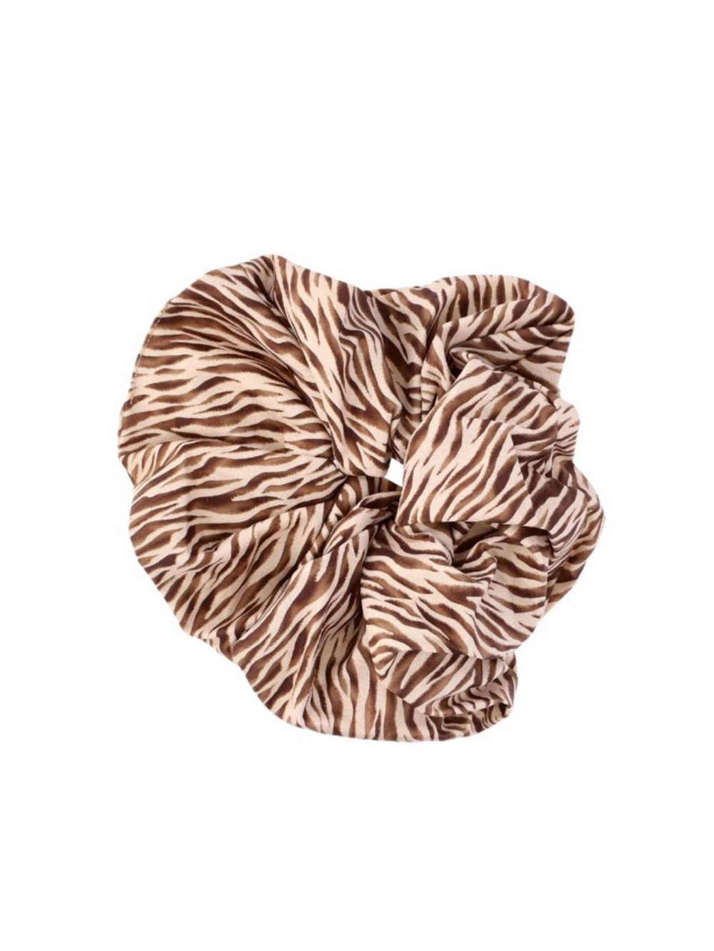 Time and Tru Brown And Zebra Cream Print Ponytail Large Scrunchies - Picture 6 of 7